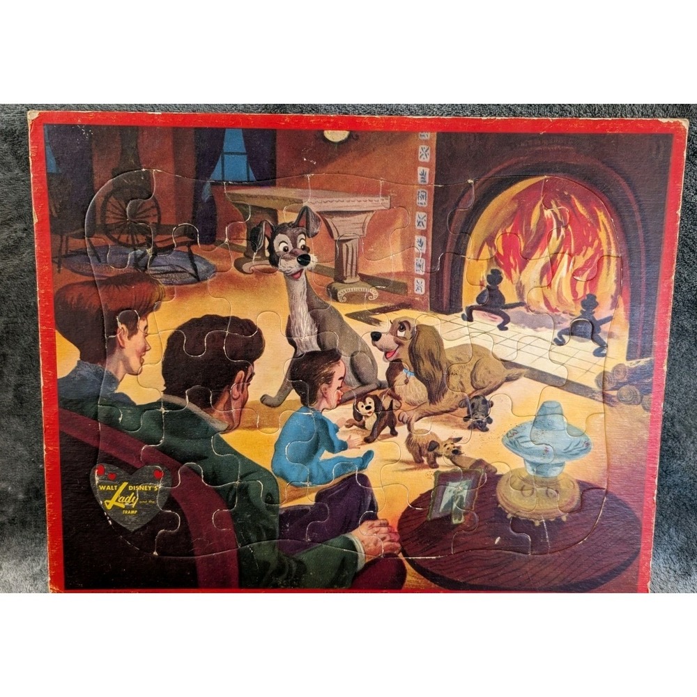 Vintage Lady and the Tramp Jaymar Frame Tray Puzzle Walt Disney Productions USA